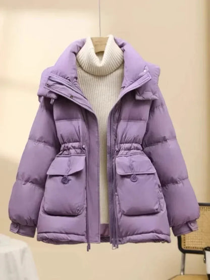Puffer Jacket Women Warm Fashion Korean Mid-length Duck Down Coat Female 2024 New Winter White Duck Down Jacket Women
