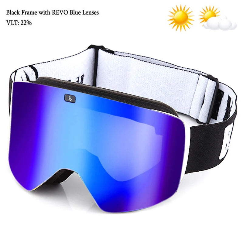 Ski Goggles with Magnetic Double Layer Yellow Lens Skiing Anti-fog UV400 Snowboard Goggles Men Women Ski Glasses Eyewear Set
