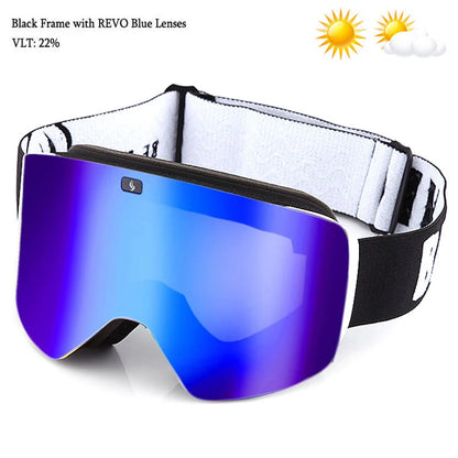 Ski Goggles with Magnetic Double Layer Yellow Lens Skiing Anti-fog UV400 Snowboard Goggles Men Women Ski Glasses Eyewear Set