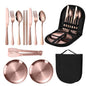 11 Pcs/lot Picnic Tableware Kit Portable Stainless Steel Knife Fork Spoon Plate Cutlery Set Outdoor Travel Camping Equipment