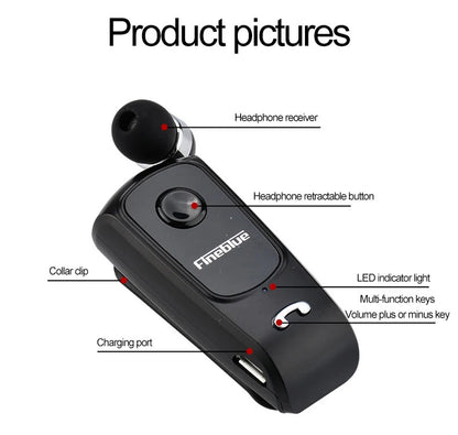 Fineblue F920 Wireless Retractable Portable Mini Bluetooth Headset Calls Remind Vibration Wear Clip Sports Running Earphone