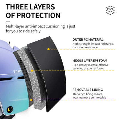 Horntour professional integrated ski helmet anti-collision warmth men and women outdoor single board double board ski equipment