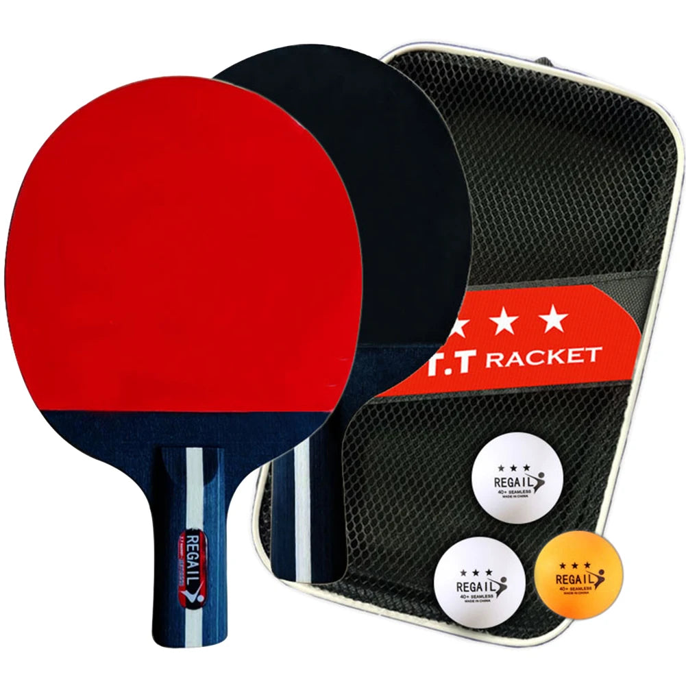 Professional Table Tennis Racket Set with 2 Paddles And 3 Balls - Includes Storage Bag Ping Pong Kit for Sports Enthusiasts