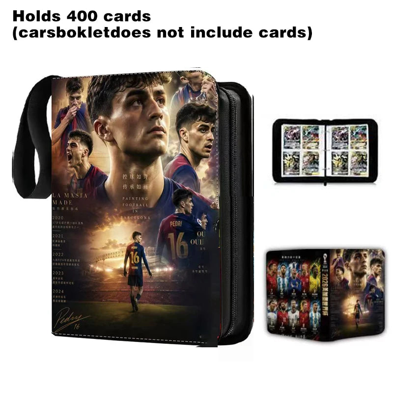 2026 World Cup Football Star Ronaldo Messi Mbappé 400/900pcs Album Book Folder Card Slots Collections Zipper Card Binder Holder