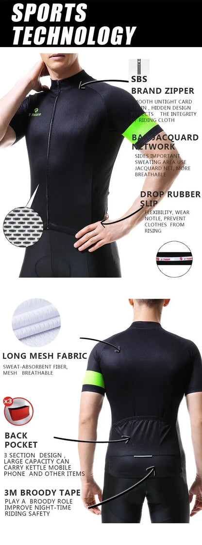 X-TIGER Men Cycling Jersey Breathable MTB Road Bike Coat Short Sleeves Bike Clothing Cycling Jacket Ciclismo Bicycle Shirts
