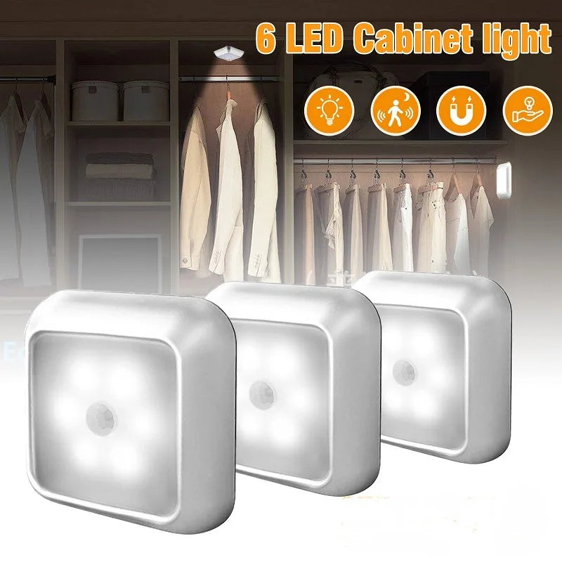 LED Night Light Smart Motion Sensor Night Light 3A Battery-powered Bedside Lamp Closet Bedroom Hallway Staircase Lighting
