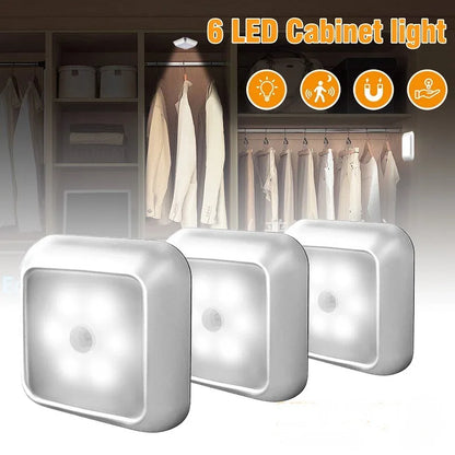 LED Night Light Smart Motion Sensor Night Light 3A Battery-powered Bedside Lamp Closet Bedroom Hallway Staircase Lighting