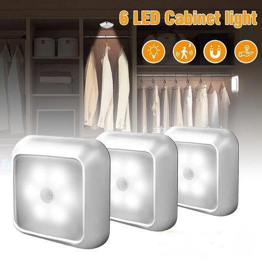 LED Night Light Smart Motion Sensor Night Light 3A Battery-powered Bedside Lamp Closet Bedroom Hallway Staircase Lighting