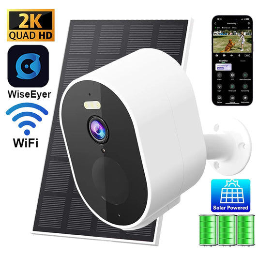 Waterproof Solar Powered WiFi Cameera Outdoor Home Security Camera Two-Way Audio PIR Motion Alarm Cloud Storage Battery Powered