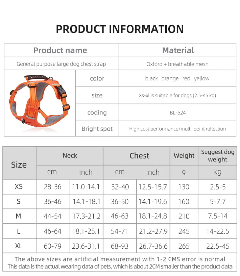 Reflective Dog Chest Strap Pet Leash Vest Type Explosion-proof Flushing Puppy Chest and Back Pet Products