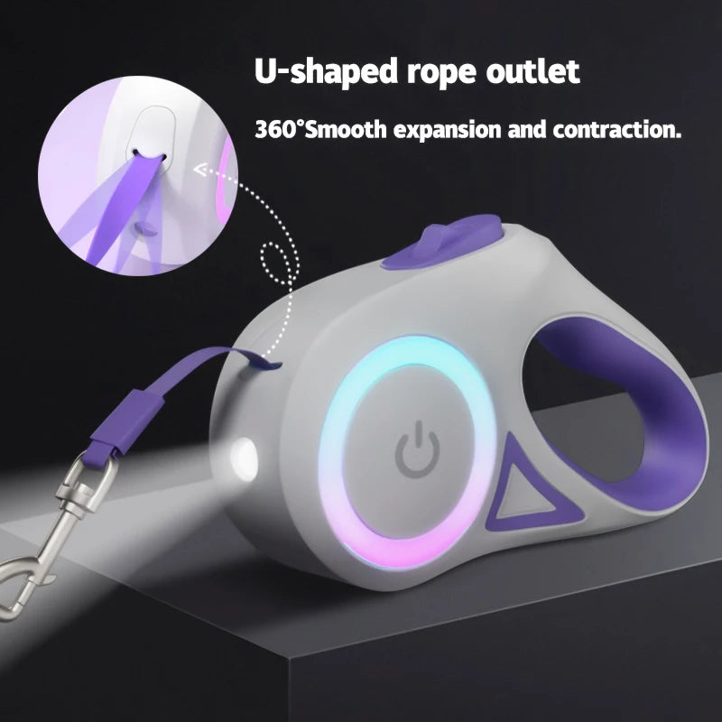 LED Light Retractable Dog Leash
