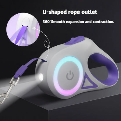 LED Light Retractable Dog Leash