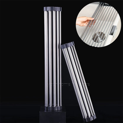Kitchen Rolling Dish Drainer Roll Up Dish Drying Rack Over The Sink kitchen accessories,storage organization Foldable bowl shelf