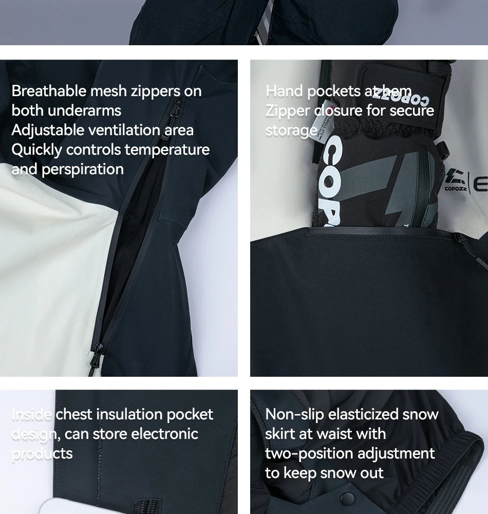 COPOZZ Skiing Coats Winter Warm Women Men Tracksuit Hooded Sports Snowboard Jacket Mountain Female Outwear Windproof Ski Clothes
