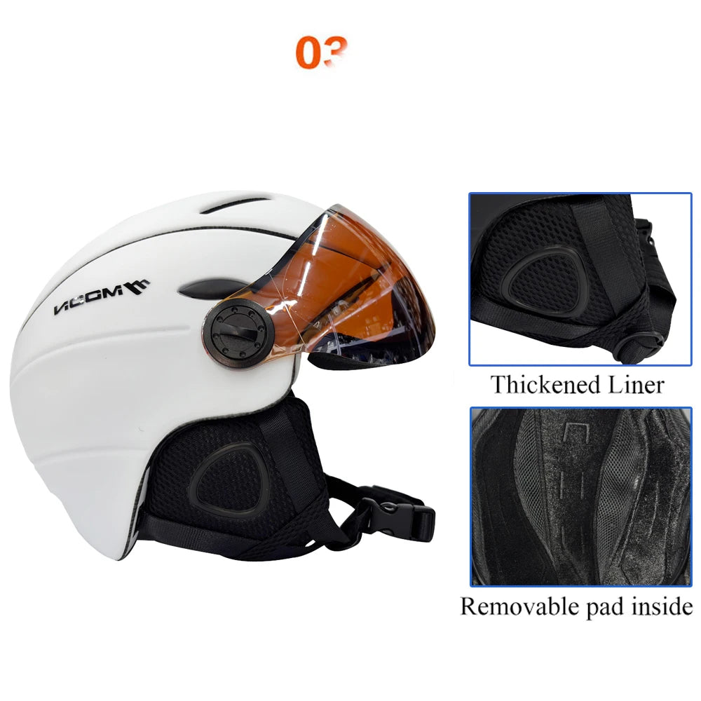 MOON Skiing Helmet With Goggles PC+EPS High-Quality Ski Helmet For Adult Outdoor Snowboard Skateboard Helmet Protective Ski Gear