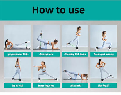 Booty Leg Resistance Bands With Ankle Strap Hip Fitness Trainer Pull Rope Exercises Band Leg Butt Training Women Glutes Workout