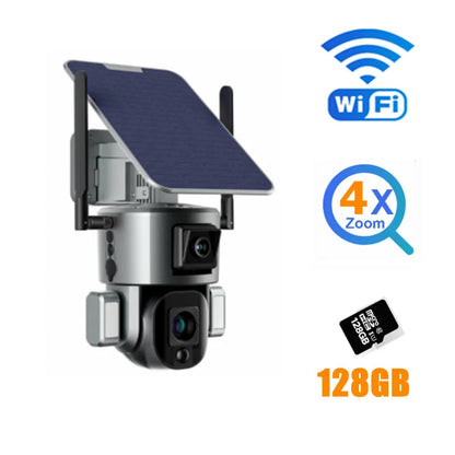 4K 8MP Dual Lens Solar Camera 10X/4X Zoom 4G SIM/WIFI Security Outdoor Camera Humanoid Tracking Color Night Vision Camera Solar