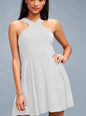 Women Sleeveless Backless Sexy Club Mini Dress 2024 Summer Party Strappy Back Zipper Solid Shift Halter Short Dresses