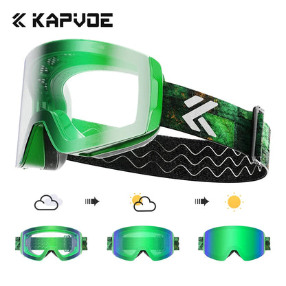 Kapvoe Photochromic Ski Goggles Magnetic Anti-Fog Lenses UV400 Protection Men Women Ski Goggles Winter Sports Eyewear