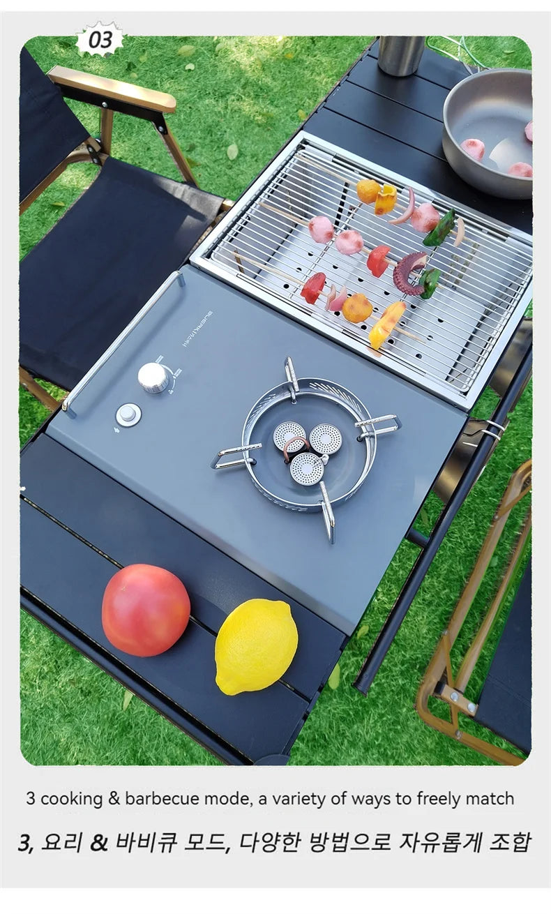 Lohascamping Camping Table IGT Folding multifunctional IGT table Full set roll Brazier table adjustable Desktop burner bbq table