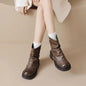 2025 New Women's Platform Ankle Boots - Buckle Detail Retro Chunky Heel Booties,Fall/Winter Fashion Low-Cut Boots