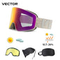 VECTOR Brand Double Layer Anti Fog Magnetic Absorption Cylindrical Ski Goggles UV400 Men Women Ski Glasses Snowboard poc glasses