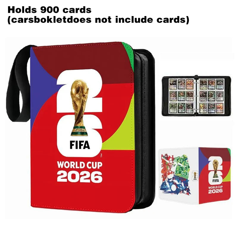 2026 World Cup Football Star Ronaldo Messi Mbappé 400/900pcs Album Book Folder Card Slots Collections Zipper Card Binder Holder