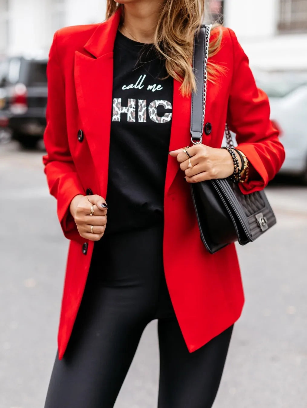 Women's spring style European and American long sleeved double row button suit women's jacket cardigan