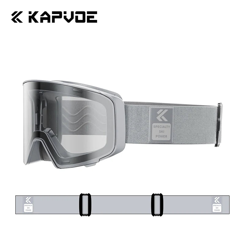 Kapvoe Photochromic Ski Goggles Magnetic Anti-Fog Lenses UV400 Protection Men Women Ski Goggles Winter Sports Eyewear
