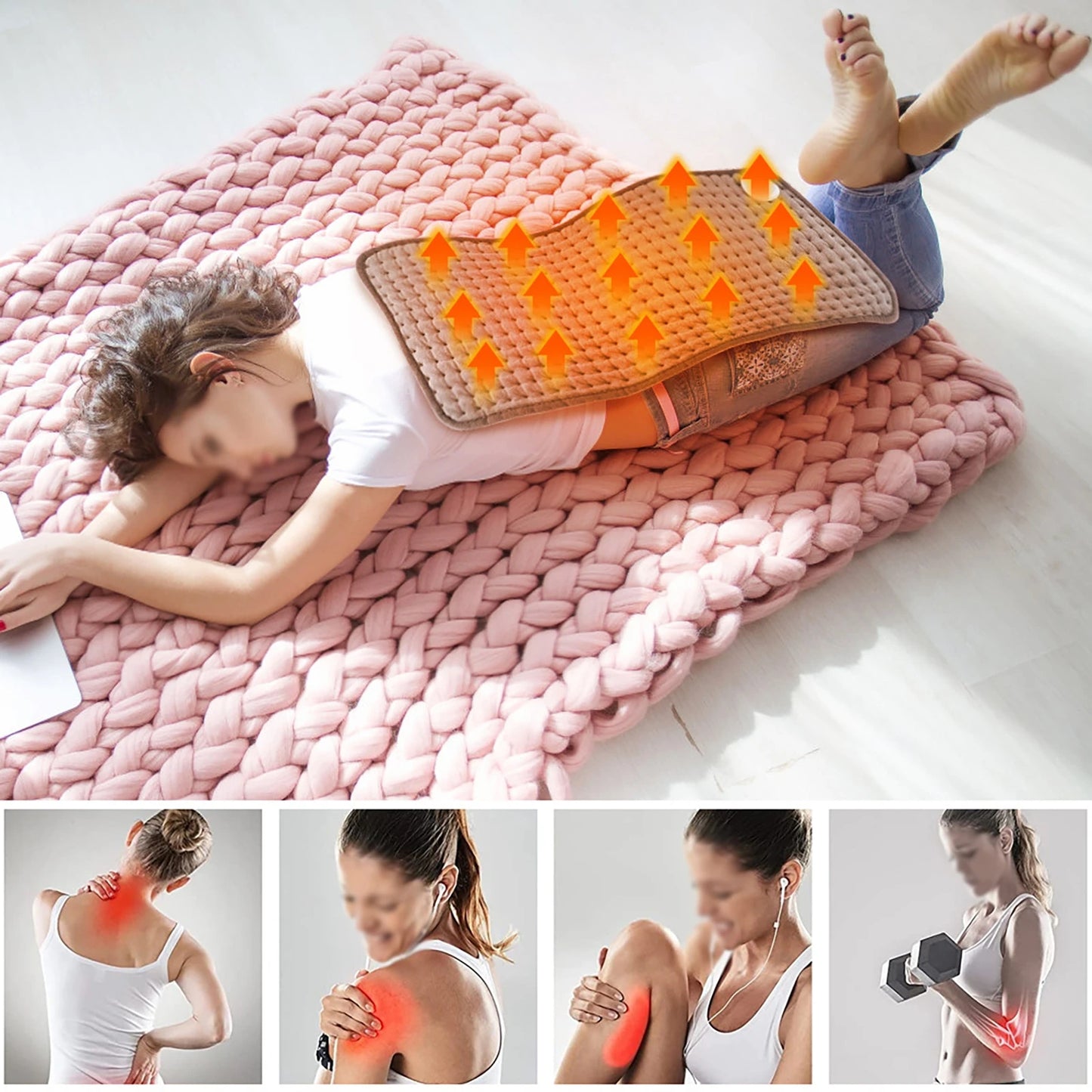 Electric Heating Pad Adjustable Warm Body Blanket Heated Blanket Waist Back Leg Warming Mat with Intelligent Timing Heated Pad