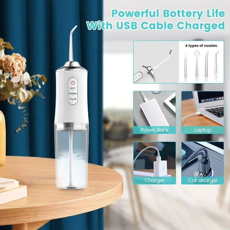 Xiaomi Portable Electric Dental Water Flosser Oral Irrigator Dental Bed Sprinkler Jet Toothpick 4 Nozzle Mouth Washing Machine