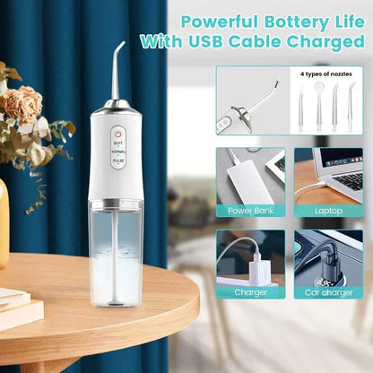Xiaomi Portable Electric Dental Water Flosser Oral Irrigator Dental Bed Sprinkler Jet Toothpick 4 Nozzle Mouth Washing Machine