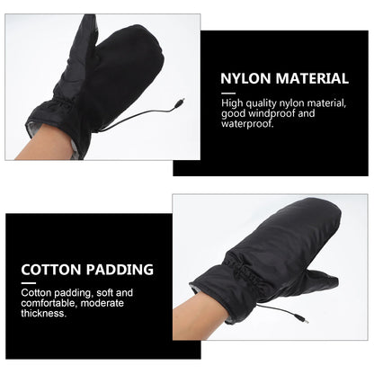 Outdoor Winter Heated Mittens Warm Electric Heated Cycling Skiing Gloves Thermal Motorcycle Glove Windproof Rechargeable USB