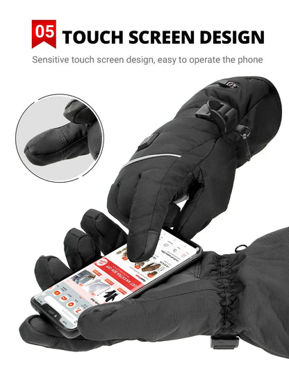 Electric Heated Gloves Thermal Heat Gloves Winter Warm Skiing Snowboarding Hunting Fishing Waterproof Heated Rechargeable Gloves