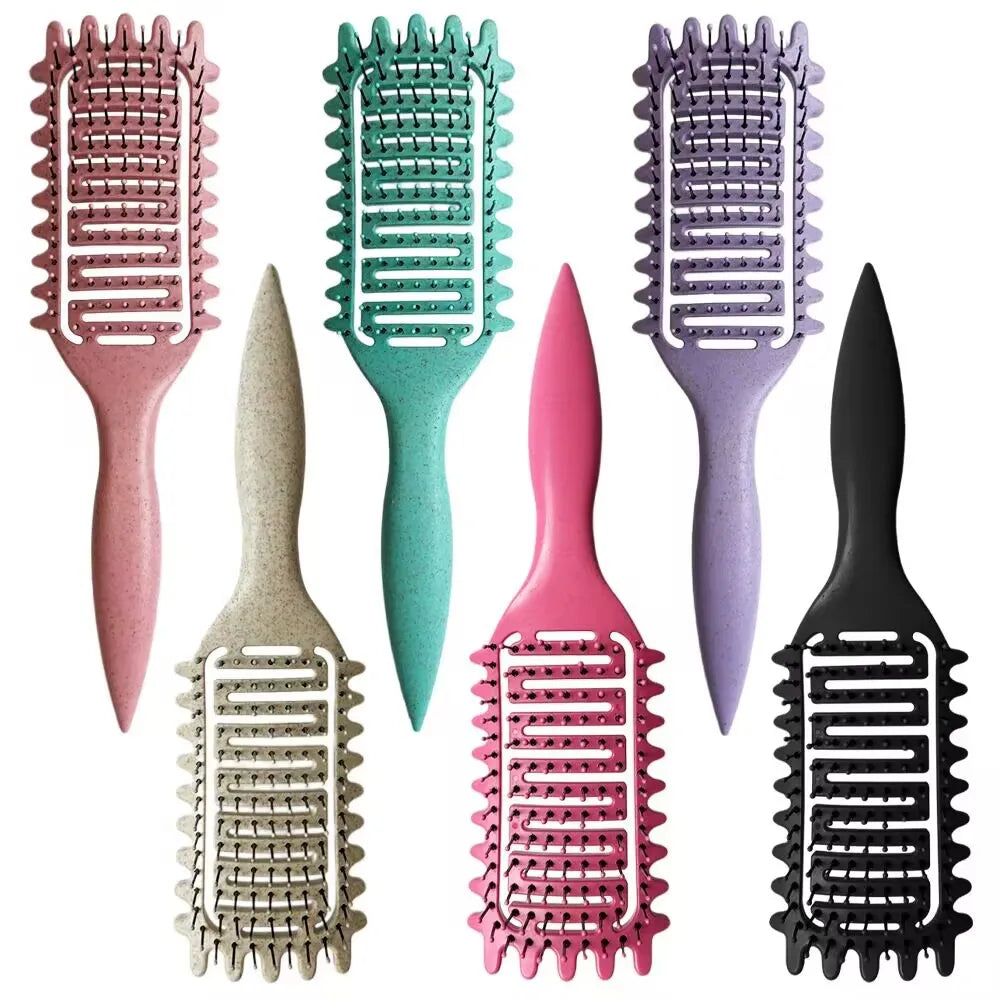 3 in 1 Curl Define Styling Brush Hollow Out Detangling Hair Brush Tangled Hair Comb