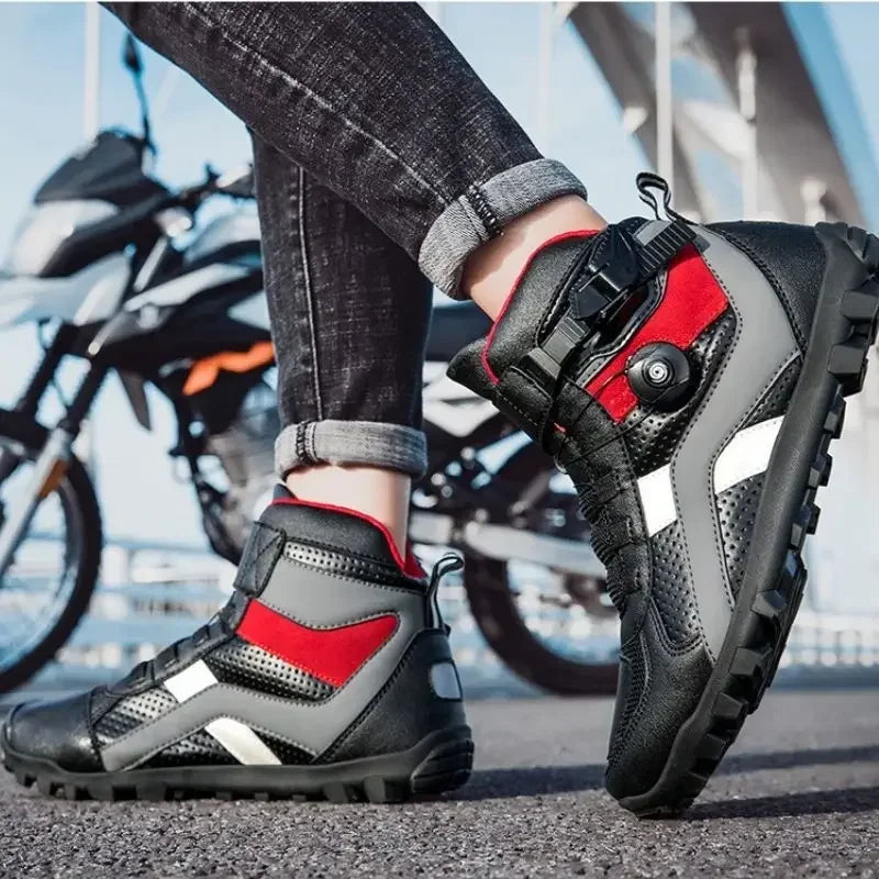 Men's motorcycle motocross mid shoes non-slip wear-resisting motos motorcyclist Enduro boots Moto touring riding for all season