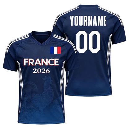 2026 France Flag Print Football Jersey Custom Name Number Quick Dry Sports Tees For Soccer Fans Training Uniform Dropshipping