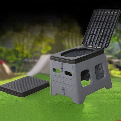 Portable Camping Toilet with Lid Foldable Outdoor Camp Toilet Multifunctional Folding Truck Toilet for Emergencies Car Outdoor