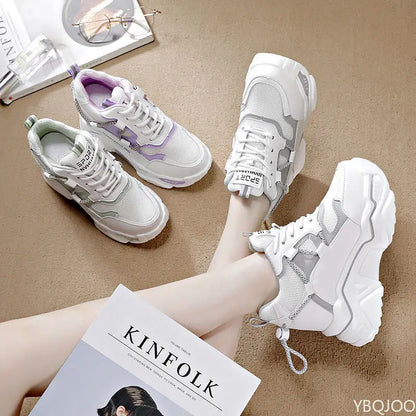 Small Size Spring Autumn Fashionable Thick Sole Height Increasing Women's Shoes Versatile Casual and Comfortable Dad Shoes
