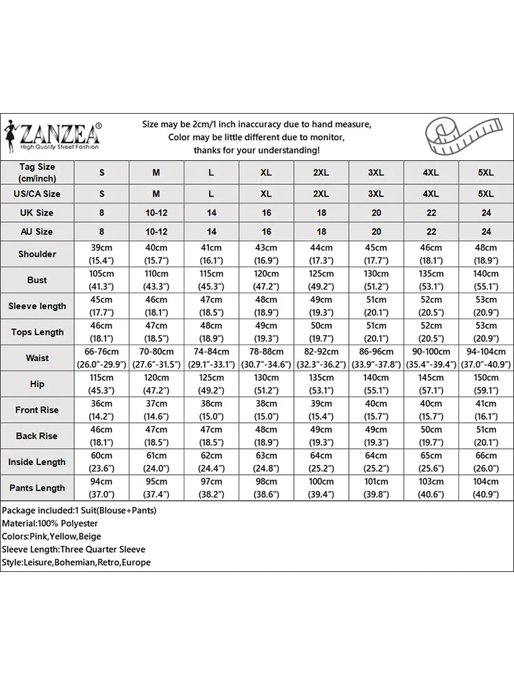 2025 ZANZEA Summer Pant Sets Fashion 2PCS Women Matching Sets O Neck 3/4 Sleeve Blouse Wide Leg Trousers Suit Casual Outfits