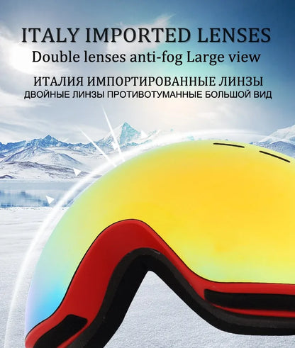 PHMAX Ski Goggles Men Snowboard Glasses Women Winter Outdoor Snow Sunglasses UV400 Double Layers Lens Anti-Fog Skiing Goggles