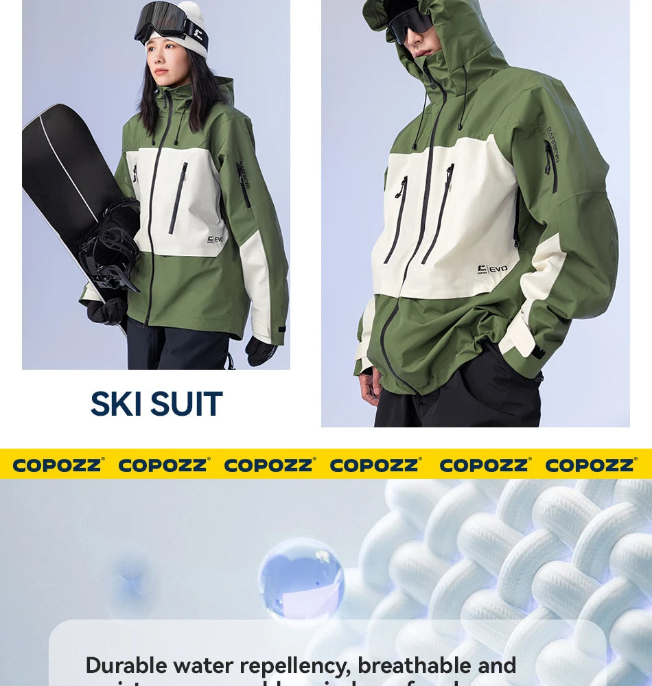 COPOZZ Skiing Coats Winter Warm Women Men Tracksuit Hooded Sports Snowboard Jacket Mountain Female Outwear Windproof Ski Clothes
