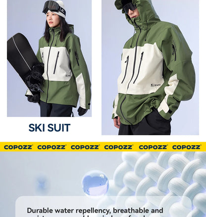 COPOZZ Skiing Coats Winter Warm Women Men Tracksuit Hooded Sports Snowboard Jacket Mountain Female Outwear Windproof Ski Clothes