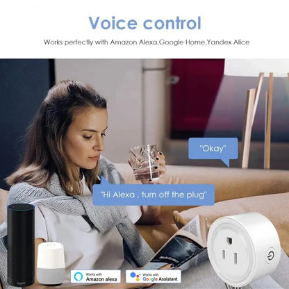 20A Wifi Smart Plug US Socket Wireless Switch Smart Home App Scene Linkage Support Alexa Google Home Voice Assitant Control Plug