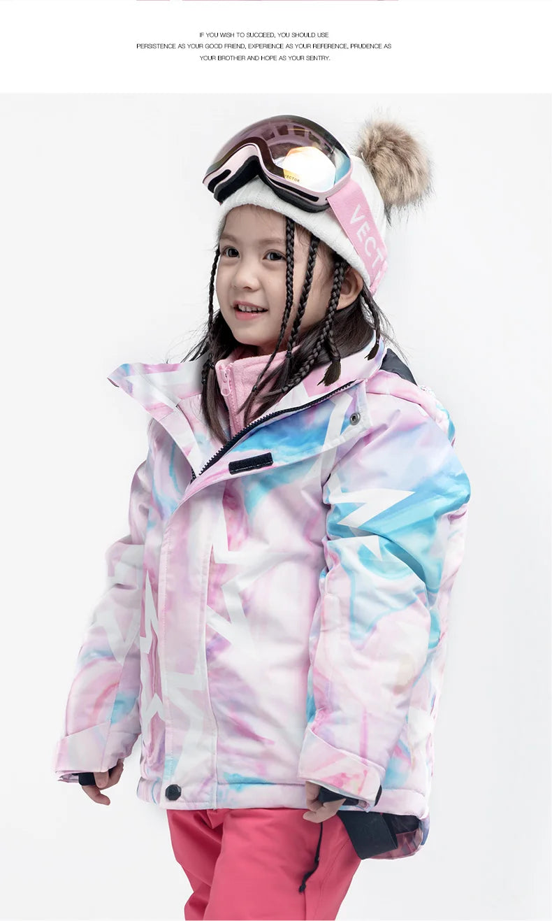 VECTOR Ski Professional Children's Ski Jacket Warm Waterproof Boys Girls Outdoor Skiing Snowboarding Winter Ski Kids