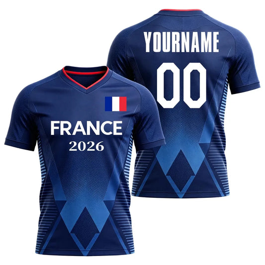 2026 France Flag Print Football Jersey Custom Name Number Quick Dry Sports Tees For Soccer Fans Training Uniform Dropshipping