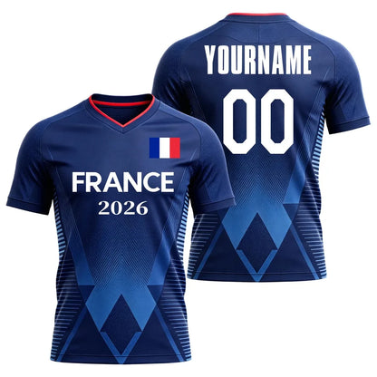 2026 France Flag Print Football Jersey Custom Name Number Quick Dry Sports Tees For Soccer Fans Training Uniform Dropshipping