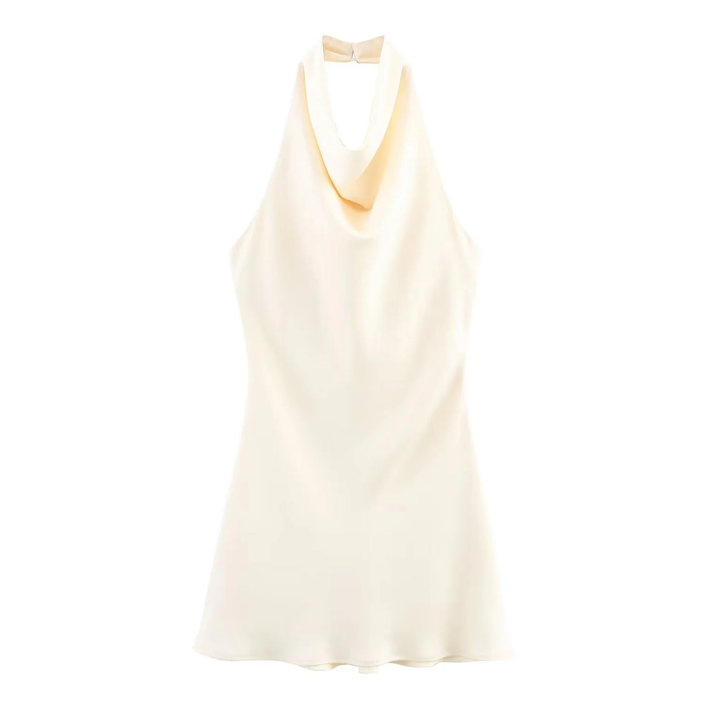 2025 Summer New Women's Clothing Simple Temperament Fashionable And Sexy Backless Silk Satin Texture Hanging Neck Dress