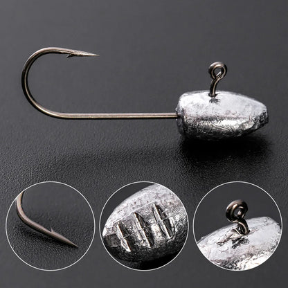 JOHNCOO 10pcs Exposed Jig Head Hook Fishing Hooks 2g 3g 5g Bait Hook Soft Bait Wom Hook light jigging hook