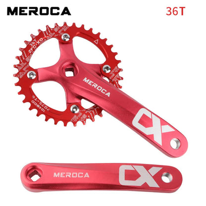 MEROCA Bicycle Crank Chainwheel 104BCD Bike Crankset Aluminum Alloy with Bottom Square Hole 170mm Crank 32/34/36/38/40/42T Plate